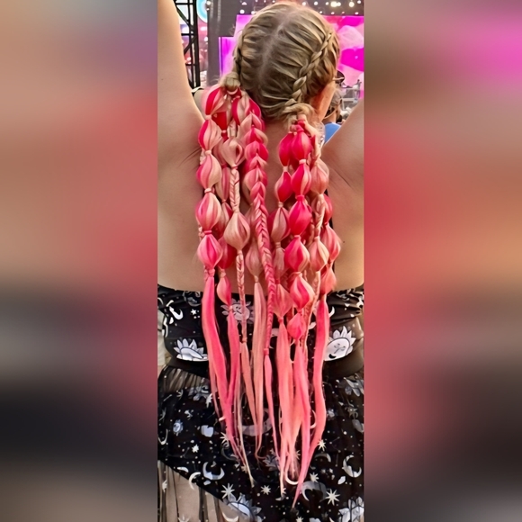 iHeartRaves Other - Full Vibrant Purple And Pink Rave Bubble Ponytail Braids Set Of 2